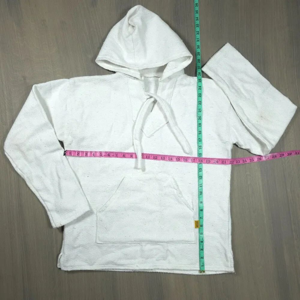 Molina White Baja Hoodie Sweatshirt Surf Pullover Men's Woven Knit